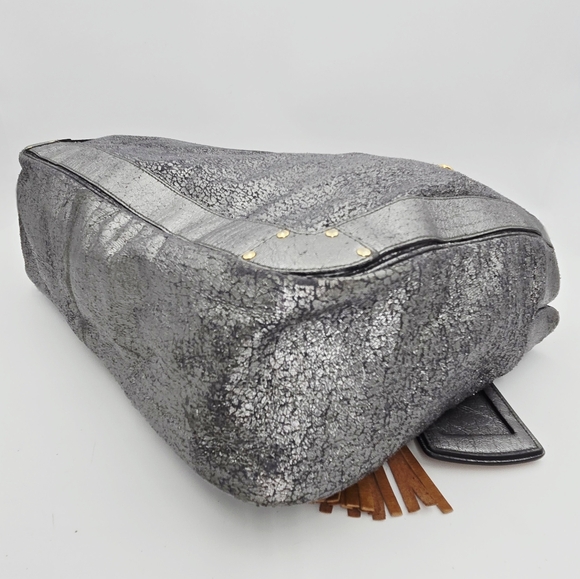 Chloe Eden Distressed Metallic Silver Calfskin Tote Bag - Picture 14 of 16